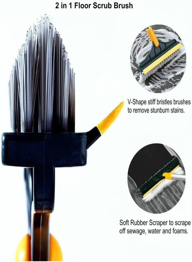 Fastmart 2 in 1 Bathroom Cleaning Brush with Wiperfor Tile, Grout and Surface Scrubbing with Strong Nylon Bristles for Daily Bathroom Cleaning (2 in 1 Tile Cleaning Brush, Pack of 1) - Image 3